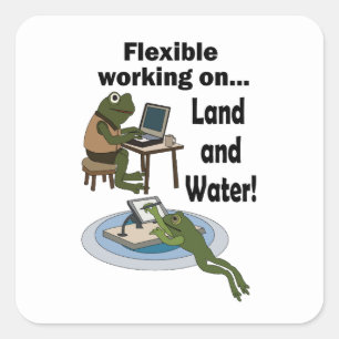 Frog Flexible Working Corporate Office Humour Part Square Sticker
