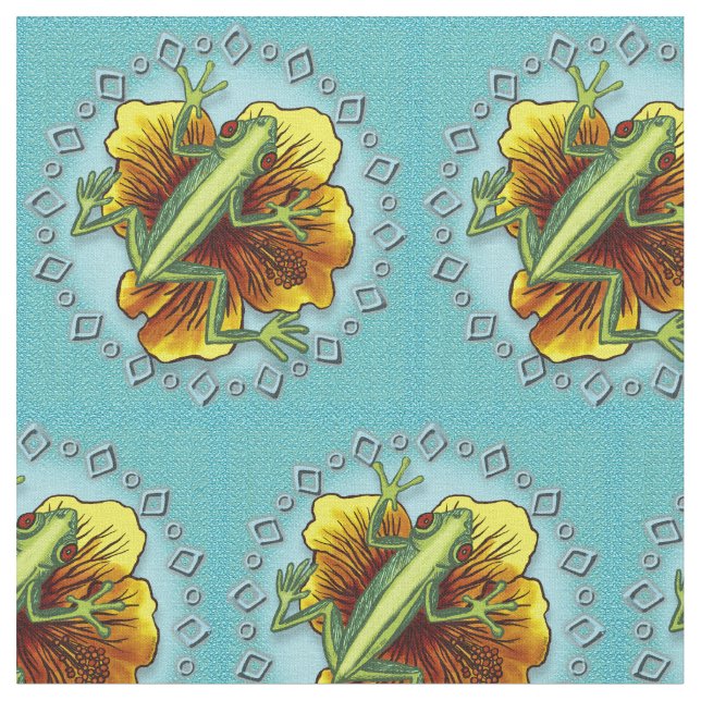 Frog Flower Fabric (Close Up)