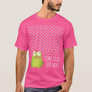 Frog Fly 100 Days Of School Teacher Boy Girl T-Shirt