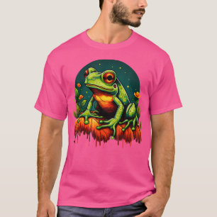 Frog Forest Motif Colourful Artwork Toad Animal Ar T-Shirt