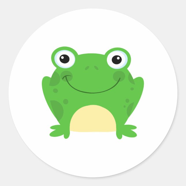 Frog Frogs Amphibian Green Cute Cartoon Animal Classic Round Sticker (Front)