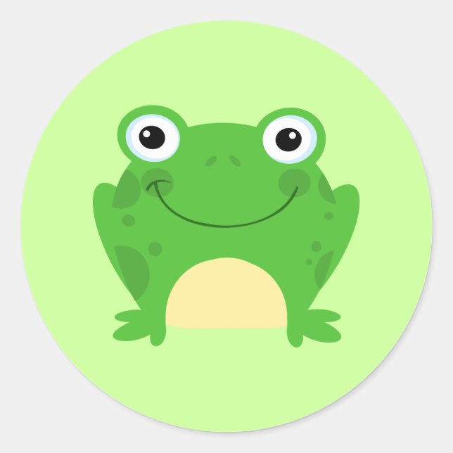 Frog Frogs Amphibian Green Cute Cartoon Animal Classic Round Sticker (Front)