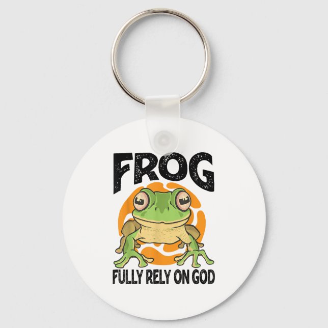 Frog - Fully Rely On God - Funny Definition  Key Ring (Front)
