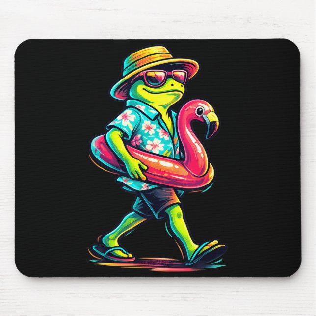 Frog Funny Aloha Beaches Hawaii Surfing Beach Mouse Pad (Front)