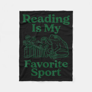 Frog garden read cute men women kids reading  fleece blanket
