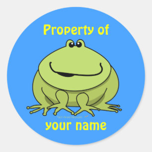 Frog Gifts Cute Green Frog Custom Name Stickers