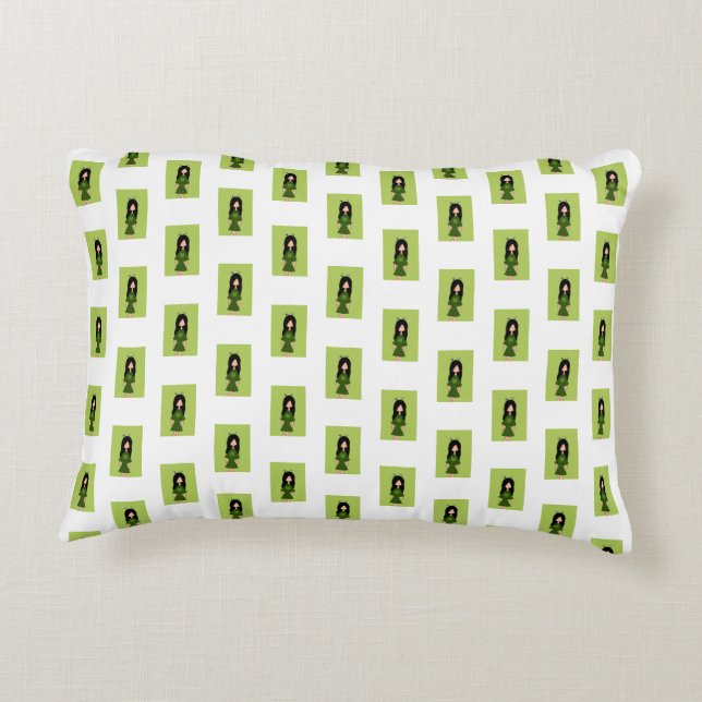 Frog Girl Reversible  Decorative Cushion (Back)
