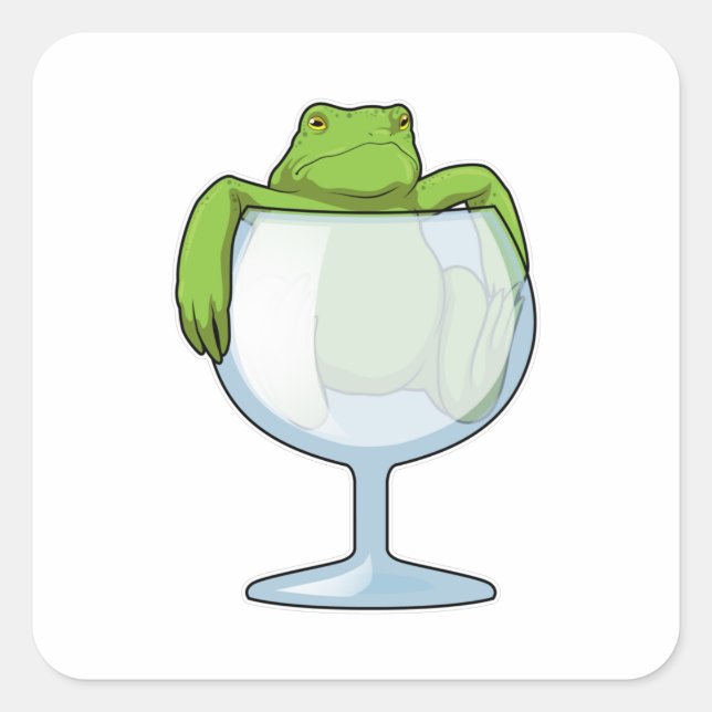 Frog Glass Square Sticker (Front)