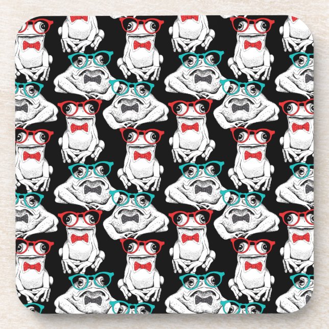 Frog Glasses Pattern Coaster (Front)