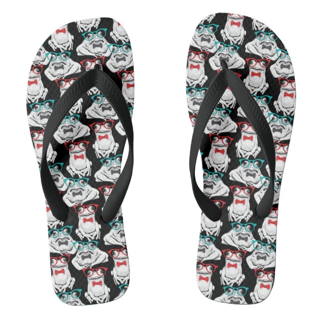 Frog Glasses Pattern Jandals (Footbed)