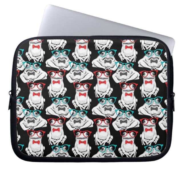 Frog Glasses Pattern Laptop Sleeve (Front)