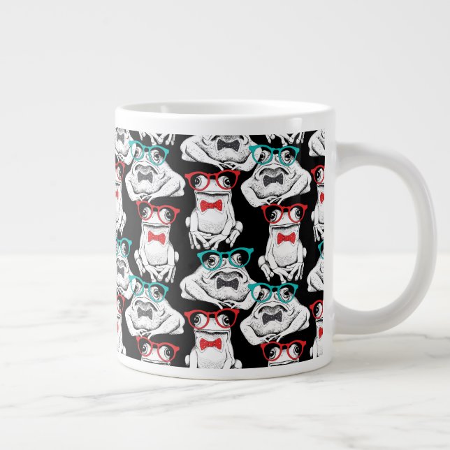 Frog Glasses Pattern Large Coffee Mug (Right)