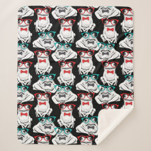 Frog Glasses Pattern Sherpa Blanket