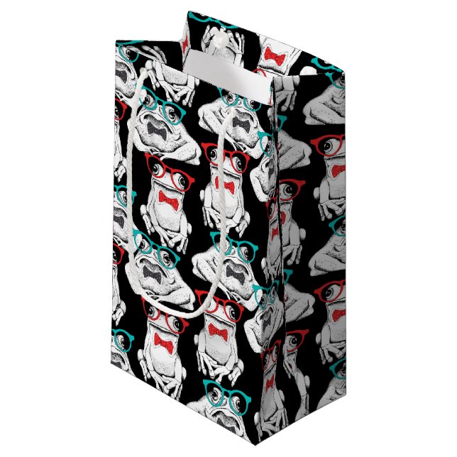 Frog Glasses Pattern Small Gift Bag (Front Angled)