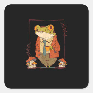 Frog Goblincore Academia Aesthetic Mushroom Square Sticker