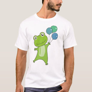 Frog Green Balloons Funny Animals Kids T-Shirt