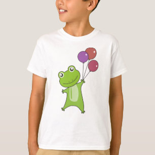 Frog Green Balloons Funny Animals Kids T-Shirt