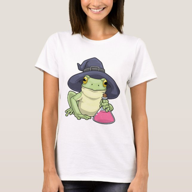 Frog Halloween Witch T-Shirt (Front)