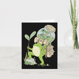 Frog Hiking Trekking Through Nature With Cheerful  Card