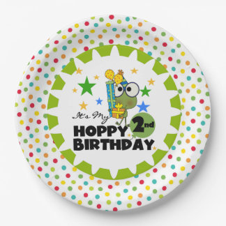 Frog Hoppy 2nd Birthday Paper Plates