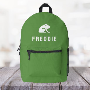 Frog Icon Motif Cute Green Printed Backpack