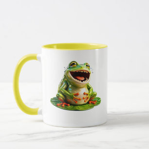Frog Illustration Funny Laughing Green Mug