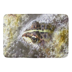 Frog Immersed In Water Bubbles and Frogspawn Bath Mat