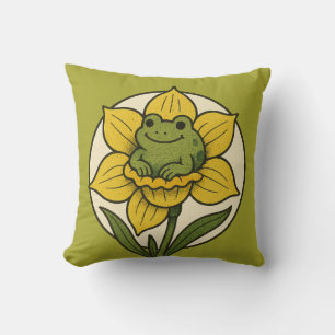 Frog in a daffodil froggy cushion