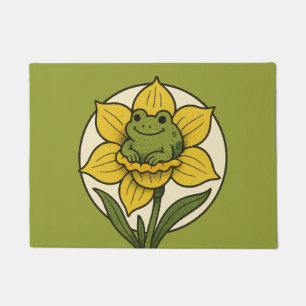 Frog in a daffodil froggy doormat