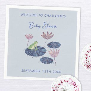 Frog in a Lily Pond Cute Baby Shower Napkin