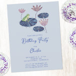 Frog in a Lily Pond Cute Kids Birthday Party Postcard<br><div class="desc">Watercolor frog on a water lily leaf fun design which is perfect for an animal lover's birthday party invitation.  You can easily customise the invitation to your liking by changing any of the text.  Gender neutral for a boy or girl.  Original art by Nic Squirrell.</div>
