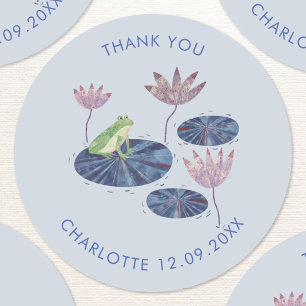 Frog in a Lily Pond Cute Thank You Classic Round Sticker