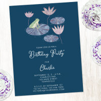 Frog in a Lily Pond Kids Birthday Party Invitation