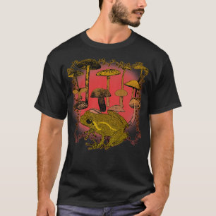 Frog In A Mushroom Field Psychedelic  Fungi Froggy T-Shirt