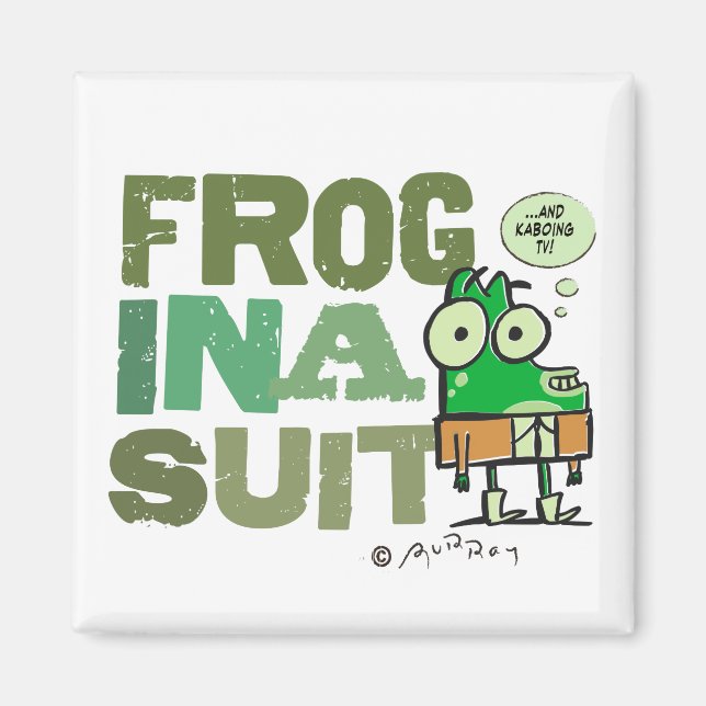 Frog in a Suit Square Magnet (Front)