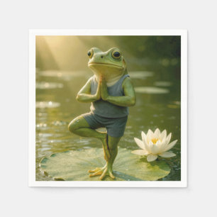 Frog In a Yoga Tree Pose Napkin