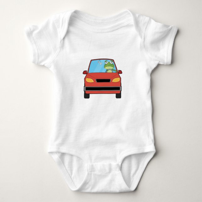 Frog in Car Baby Bodysuit (Front)