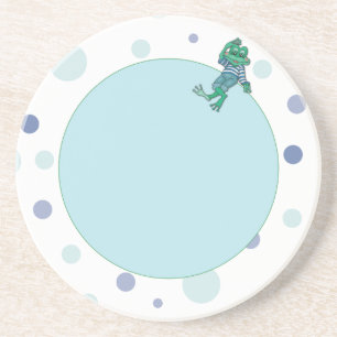 Frog in Jeans, Birthday, Polka Dots Coaster