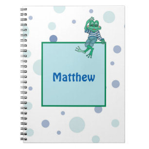 Frog in Jeans, Birthday, Polka Dots Spiral Notebook