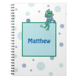 Frog in Jeans, Birthday, Polka Dots Spiral Notebook