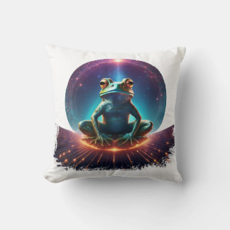 Frog in lotus pose on a floating asteroid with sta cushion