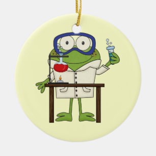 Frog in the Science Lab Ceramic Tree Decoration