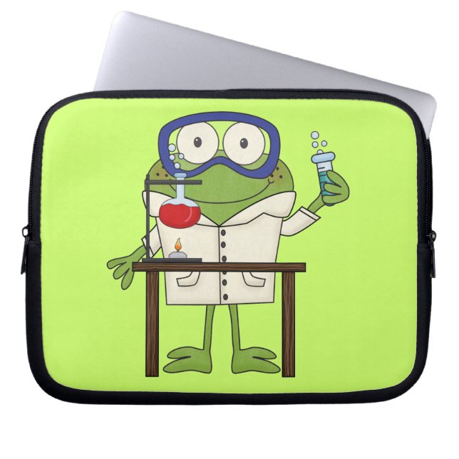 Frog in the Science Lab Laptop Sleeve (Front)