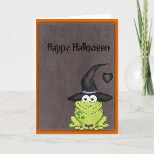 Frog in Witches Hat Card