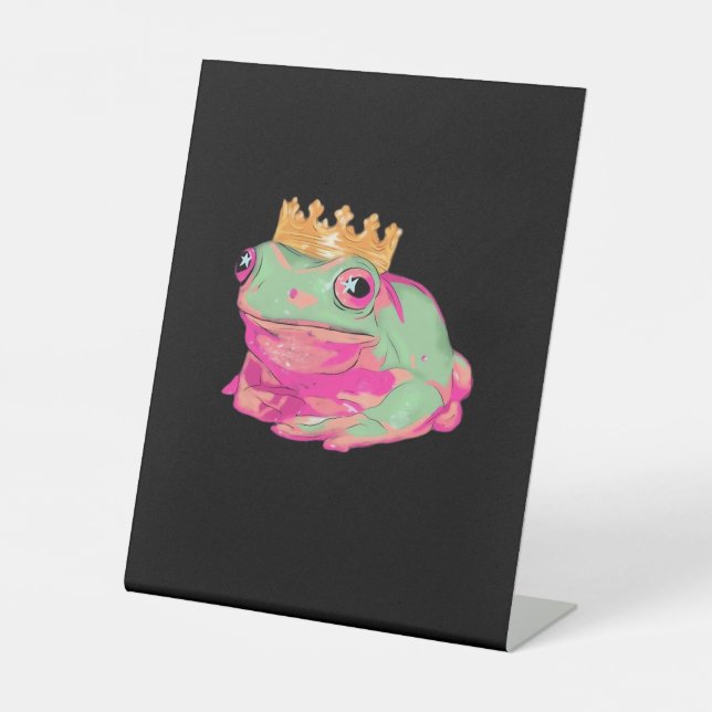 Frog King - Funky Meme Classic Pedestal Sign (Front)
