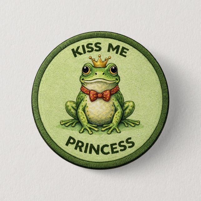 Frog Kiss 6 Cm Round Badge (Front)