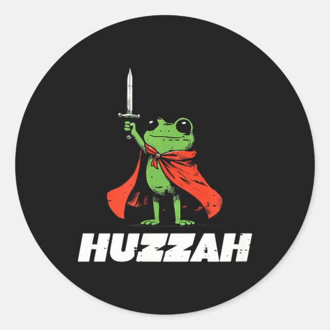 Frog Knight Sword Huzzah Mediaeval Funny Meme Men Classic Round Sticker (Front)