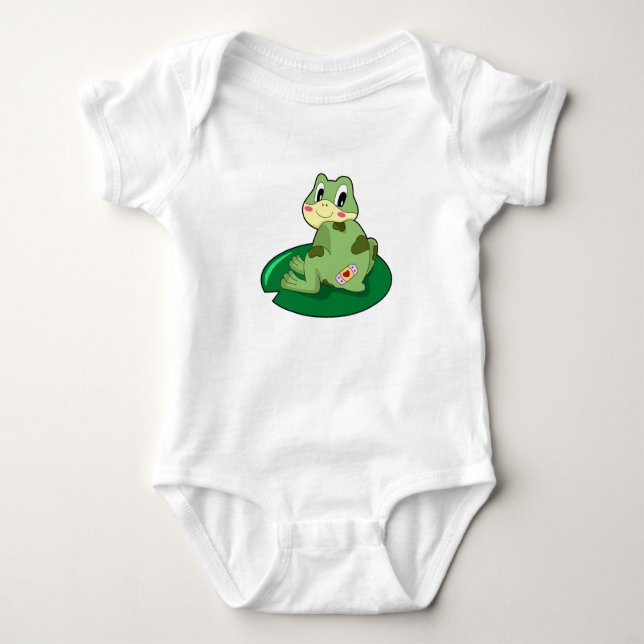 Frog Leaf Heart Plaster Baby Bodysuit (Front)