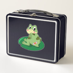 Frog Leaf Heart Plaster Metal Lunch Box