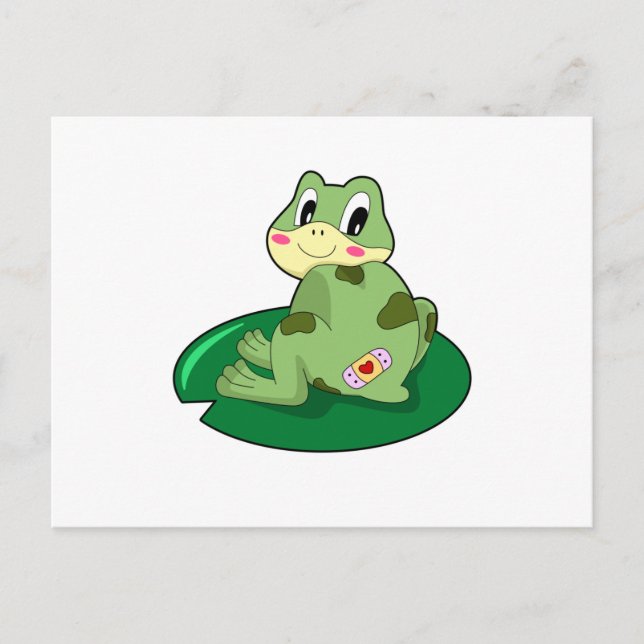 Frog Leaf Heart Plaster Postcard (Front)